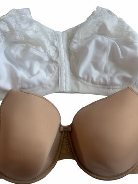 WONDERBRA set of 2 womens plus size White Lace and Nude Bra Duo size 46DD